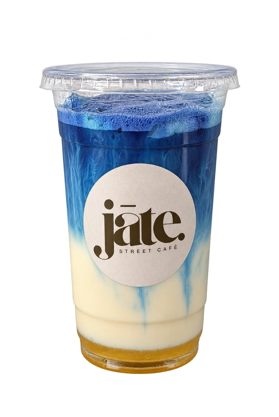 Blue Vanilla Latte jāte : butterfly pea bleu intense qui coule dans le lait